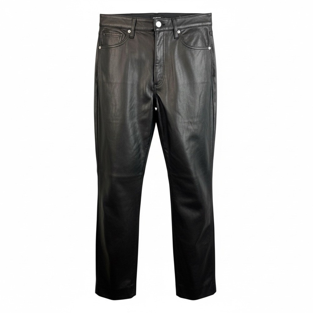 Express Modern Straight Super High Rise Faux Leather Pants Women's 12R Black